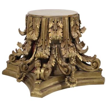 Hollywood Regency Style Corinthian Capital Side Table or Pedestal