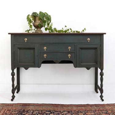 AVAILABLE Hand Painted Green Vintage Buffet Table, Traditional Antique Sideboard, Painted Credenza, Elegant Server for Dining Room, Kitchen 