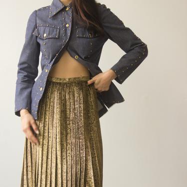 1970s Koret Gold Lurex Pleated Skirt 
