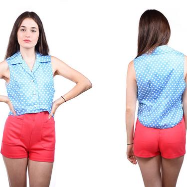 Vintage Polka dot Cropped Blouse Reconstructed 