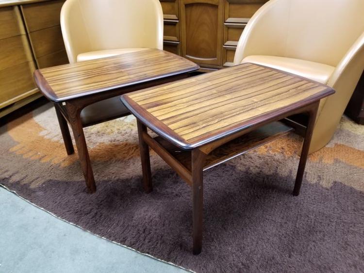 Pair of Danish Modern Brazilian rosewood side tables by Westnofa