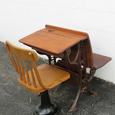 Early 1900s Child School Folding Desk Table and Chair Kenney Bros 2685