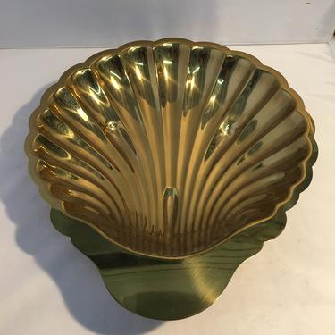 Spectacular Brass Plated Seashell Dish 