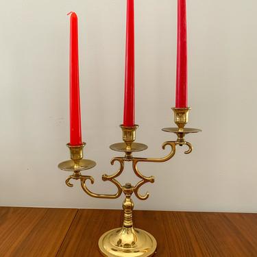 Vintage gold plated three prong candelabra 