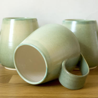 Ombre Green Coffee Mug, Handmade Mug, Pottery, Coffee Cup 