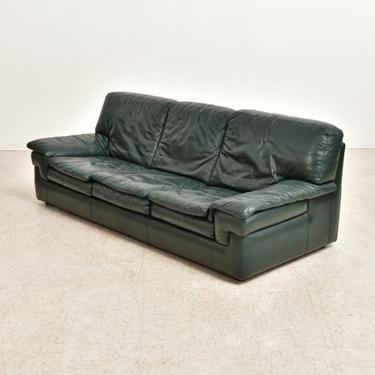 Vintage Roche Bobois Green Leather Sofa Made in France 