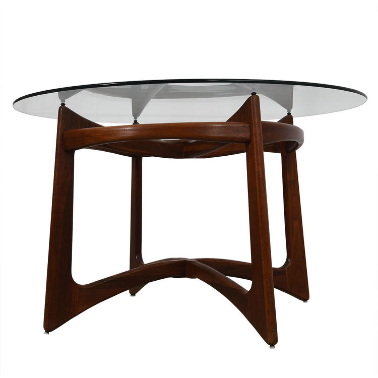 Adrian Pearsall Round Glass Top Dining Table w/ Organic Walnut Base