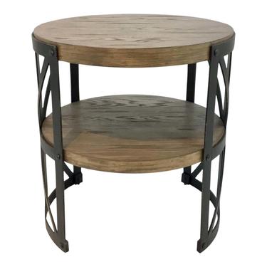 Industrial Organic Modern Wood and Metal End Table