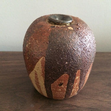 Vintage Andrew Bergloff Small Drip Glaze Studio Pottery Weed Vase 