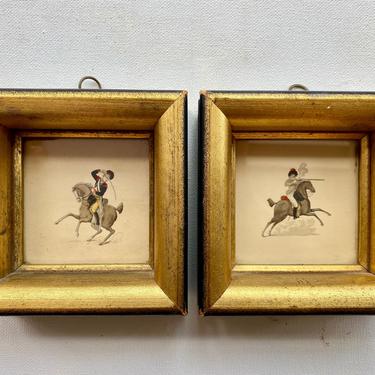 Vintage Fleck Brothers Soldiers On Horseback Pictures, Small Square Pictures, Men's Study Den, Mid Century Modern 