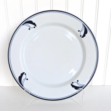 Set of 3 Vintage Dansk Flora Bayberry 9" Plates, Danish Modern Blue And White Porcelain Salad Side Plates 