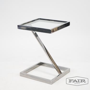 Squared Edge Chrome Glass Top End Table