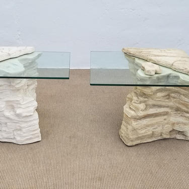 Sirmos Faux Rock Plaster Side Table A Pair . 