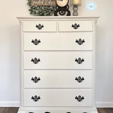Vintage dresser, French Country, Antique Tall Boy, Chest of Drawers, Bedroom Dresser, Nursery Furniture, 6 Drawer Dresser, Shabby Chic 