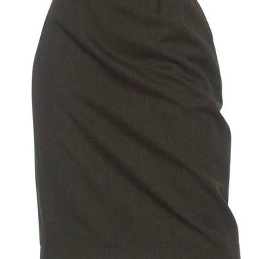 1980S Yves Saint Laurent Green Haute Couture Wool Skirt 