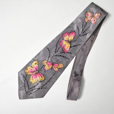 Vintage 1940s Wide Tie 40s Haband Butterfly Necktie 