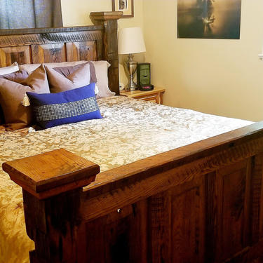 Montana Home --  Raised Panel Headboard Bed from Reclaimed Wood 