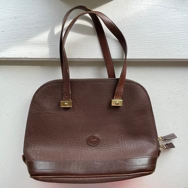 Vintage Dooney and Bourke Brown Dome Classic Tote Shoulder Handbag Metro Zip Zip Satchel 