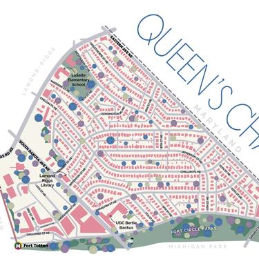 Queen's Chapel Washington DC neighborhood map art print 11x17 