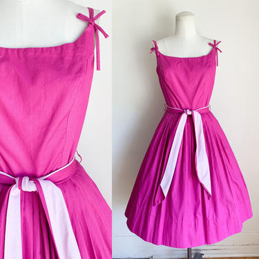 vintage 1950s Two-Toned Hot Pink Sundress / XS 