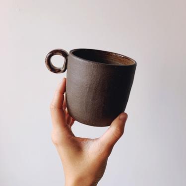SAMPLE SALE // Black Clay Loop Mug // handmade ceramic pottery 