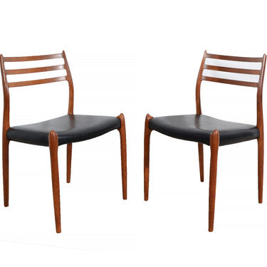 J.L. Moller Dining Chairs Model #78 Leather 6 teak Dining Chairs 