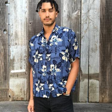 90s Hawaii Polo Shirt | Vintage Polo Shirt | Mens Short Sleeve Polo Shirt | Mens Hawaiian Shirt | Mens Vintage Clothing | Mens 90s Polo | XL 