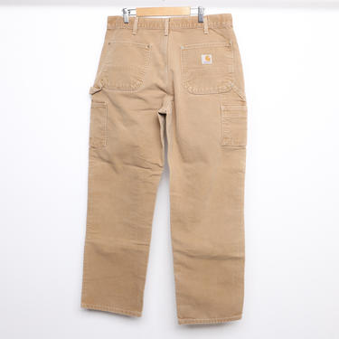 vintage CARHARTT denim jeans tan brown jean WORK WEAR painter pants size 34x30 