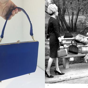 Central Park Picks - Vintage 1950s 1960s Royal Blue Faux Nubuck Leather Large Handbag Purse 