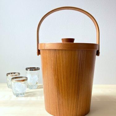 Mid Century Modern Danish Teak Ice Bucket Bar Accessory 1960s Scandinavian