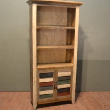 Rustic Style Multi Colored Antique Finish Tall Open Bookshelf 
