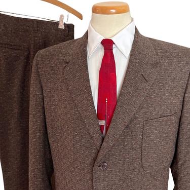 Vintage 1950s ATOMIC FLECK 2pc Wool Suit ~ 40 S ~ Sport Coat / Drop Loop Pants / Trousers ~ 50s ~ Rockabilly ~ Bond Clothes 