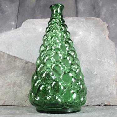 Vintage Italian Genie Bottle Decanter - Bubble Glass - Empoli Green Glass - Grape Bubbles - Made in Italy | FREE SHIPPING 