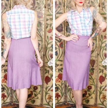 1940s Skirt // Purple Hourglass Linen Skirt // vintage 40s skirt 