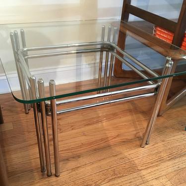 Mid Century Modern Glass and Chrome Coffee Table 