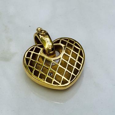 Vintage 18k Gold and Diamond Heart Shaped Pendant