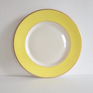 Vintage Franciscan Dinner Plate with a Bright, Lemon Yellow Band, 10.5&quot; 