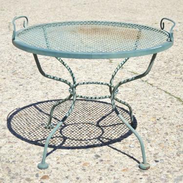 Meadowcraft Micro Mesh Wrought Iron Round Coffee Table with Serving Tray Top