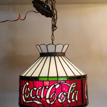 Vintage Coca-Cola Stained Glass Pendant Light