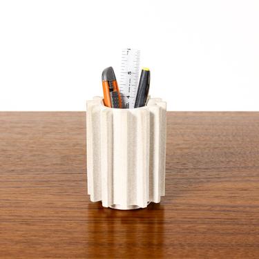Stoneware Ceramic Modernist Cog Tool / Pencil Holder — White Stoneware 