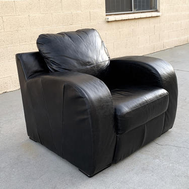 Art Deco Revival Oversized Leather Club Chair,  Free U.S. Shipping