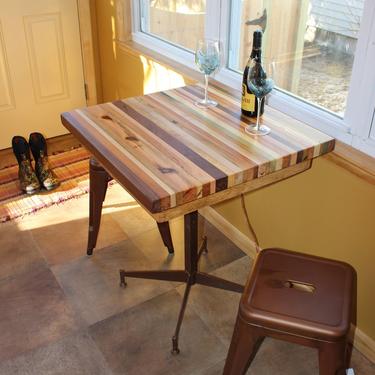 Butcher Block Kitchen Table with Metal Base 