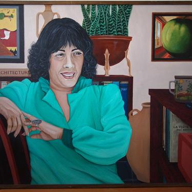 Original 1984 ARONA REINER Portrait PAINTING 30x40&amp;quot; Oil / Canvas, Female Woman Jewish Israel Mid-Century Modern Art Postmodern Surrealist 
