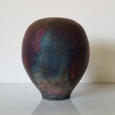 Vintage Signed Raku Art Pottery Vase 