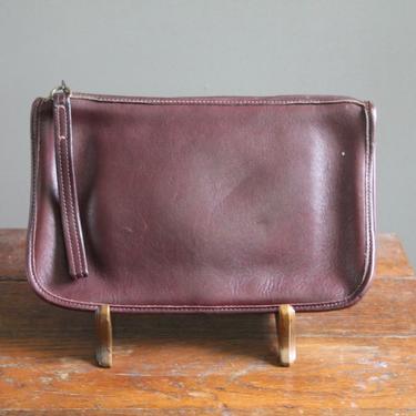 Chocolate Cherry Brown Clutch with Giant Zipper Closure -Coach Style - Fossil 