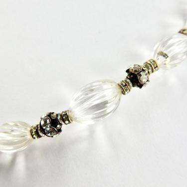 Clear Lucite and Rhinestone Rondelle Necklace 