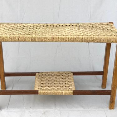 Rattan sofa back table woven narrow table entryway console table boho rattan long rectangular table shelf shelving 