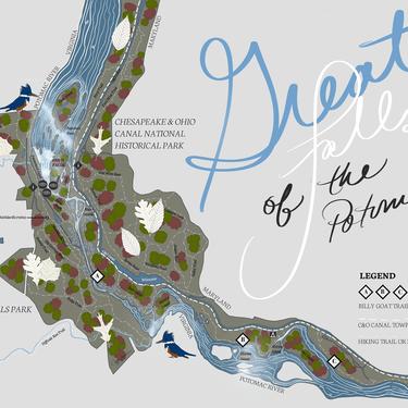 Great Falls of the Potomac decorative map print 