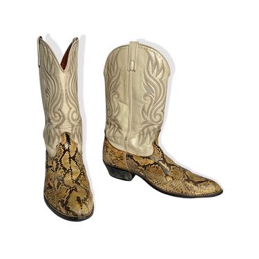 Vintage ACME Snakeskin Cowboy Boots ~ 13 D ~ Western ~ Rockabilly ~ Biker ~ 