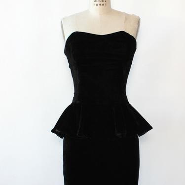 Noir Velvet Peplum Bustier Dress M/L